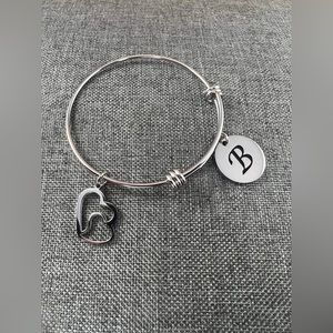 Cuff Bangle Bracelet Initial Letter Charms (B) New